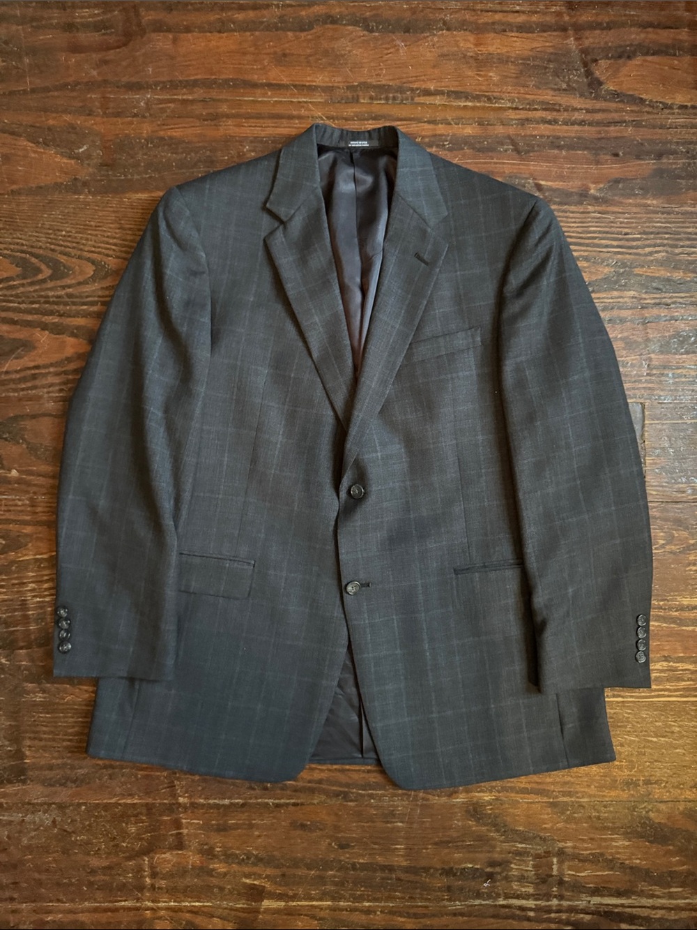 Graham & Gunn Ltd. Perlis Men's Charcoal Windowpane Two-Button Blazer 44R
